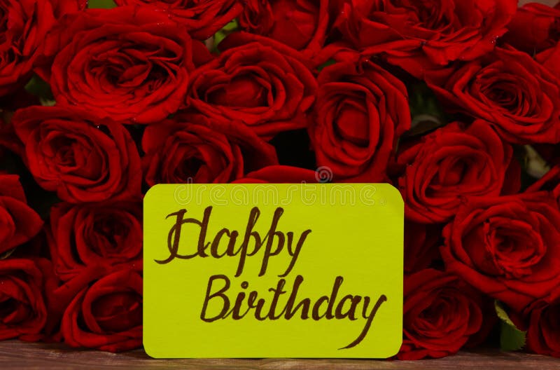 Happy Birthday Text with Red Roses in a Bunch As a Background. Stock Image  - Image of happy, love: 160906735