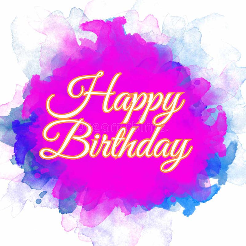 Happy Birthday Text in Watercolor Background Stock Vector ...