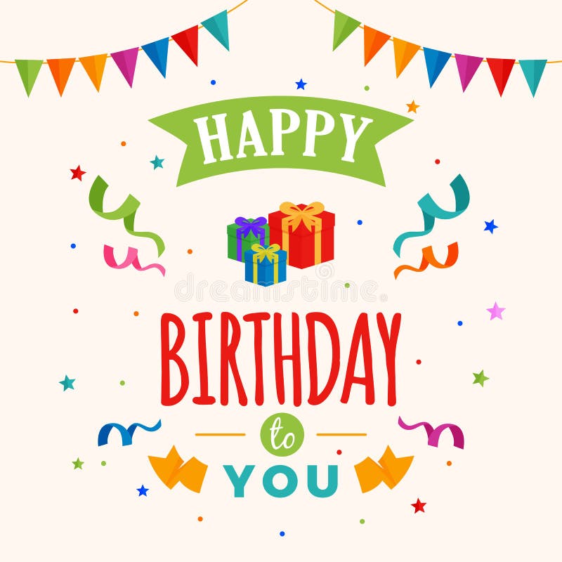 Happy Birthday To You Background Vector. Gift Box Illustration with ...