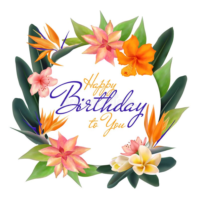 Happy Birthday! Vector Card With Lotus Flowers Stock Vector Illustration Of  Congratulation, Design: 88686593