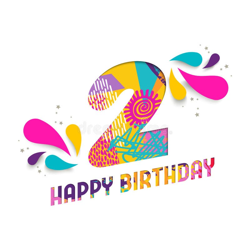 Happy Birthday 2 Two Year Paper Cut Greeting Card Stock Vector Illustration Of Cutout Invitation Happy Birthday 2 Two Year Paper Cut Greeting Card Stock Vector Illustration Of Cutout Invitation