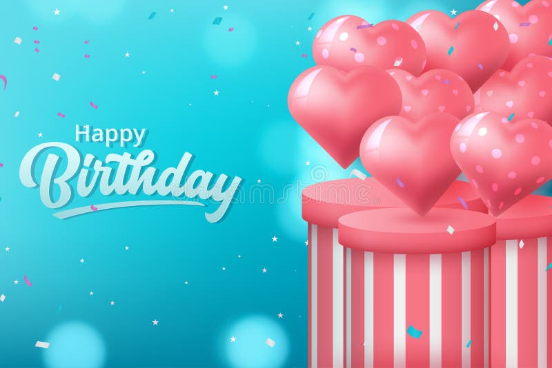 Happy Birthday Typography Vector Design for Greeting Cards and Poster with  Balloon. Vector Illustration Stock Vector - Illustration of template,  typography: 185987517