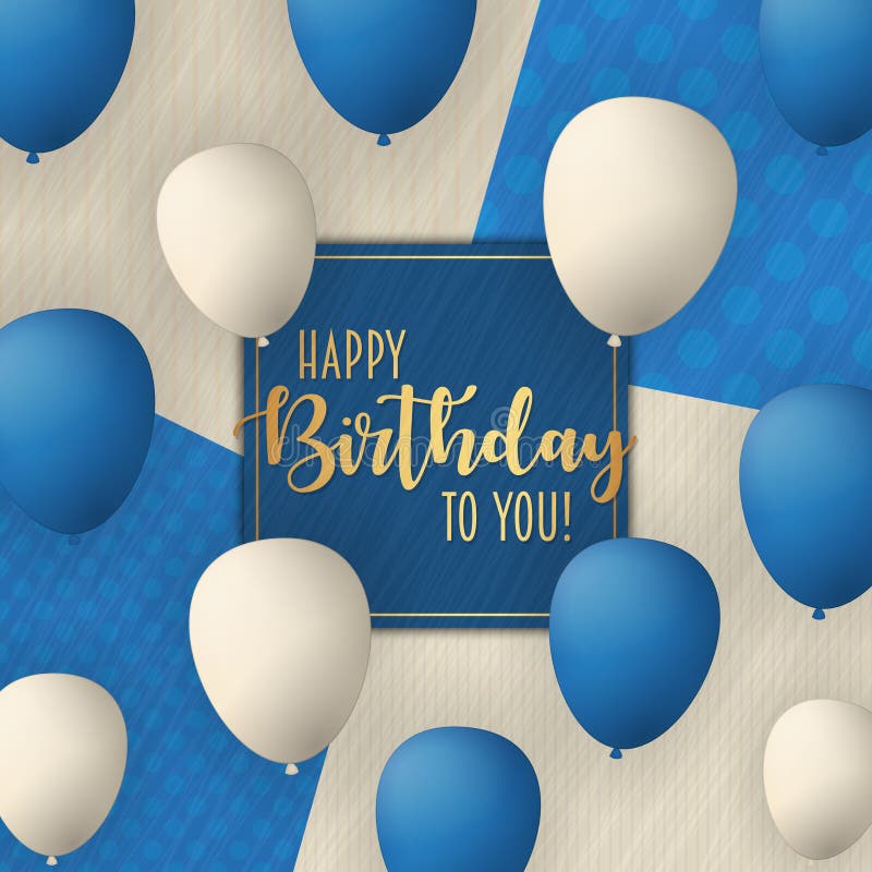 Happy Birthday vector card design with flying balloons. Vintage trendy background.