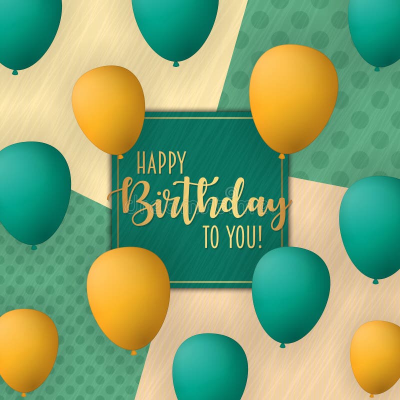 Happy Birthday vector card design with flying balloons. Vintage trendy background.