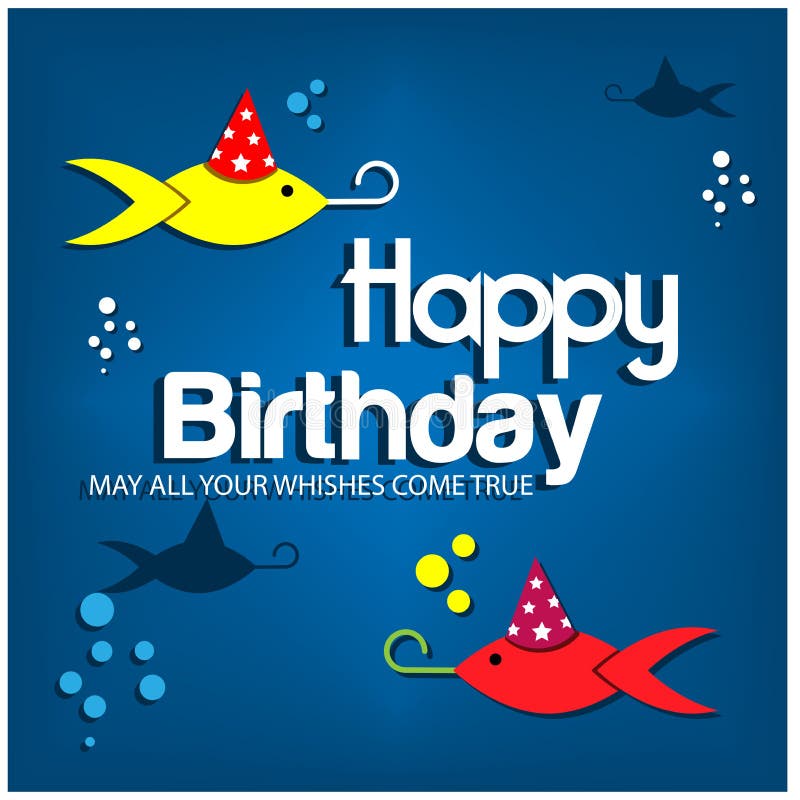 Happy Birthday In Speech Bubbles With Clown Fish Stock Vector ...