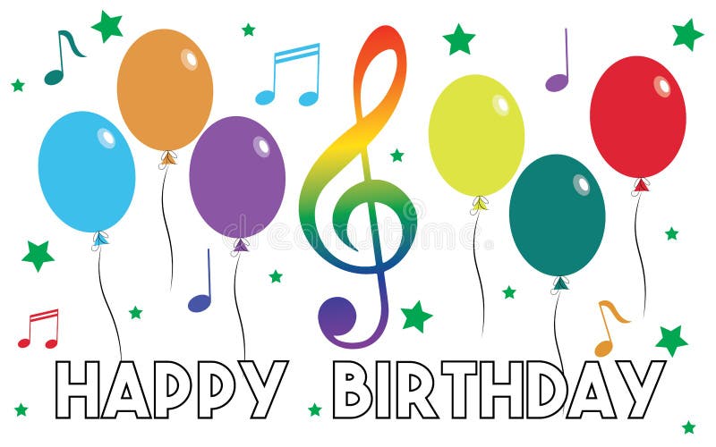 Choir, Banner, Men and Women Singing HAPPY BIRTHDAY, Black and White