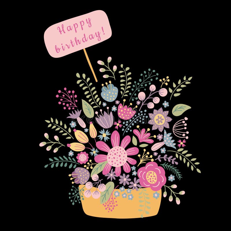 Happy birthday stock vector. Illustration of flower, natural - 69557777