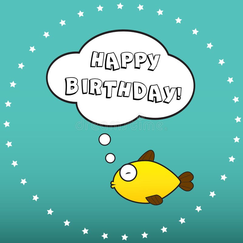 Happy Birthday Fish Coloring Page