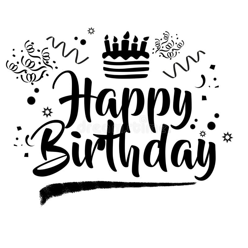 Happy Birthday Letter Vector Black and White Stock Photo - Illustration ...
