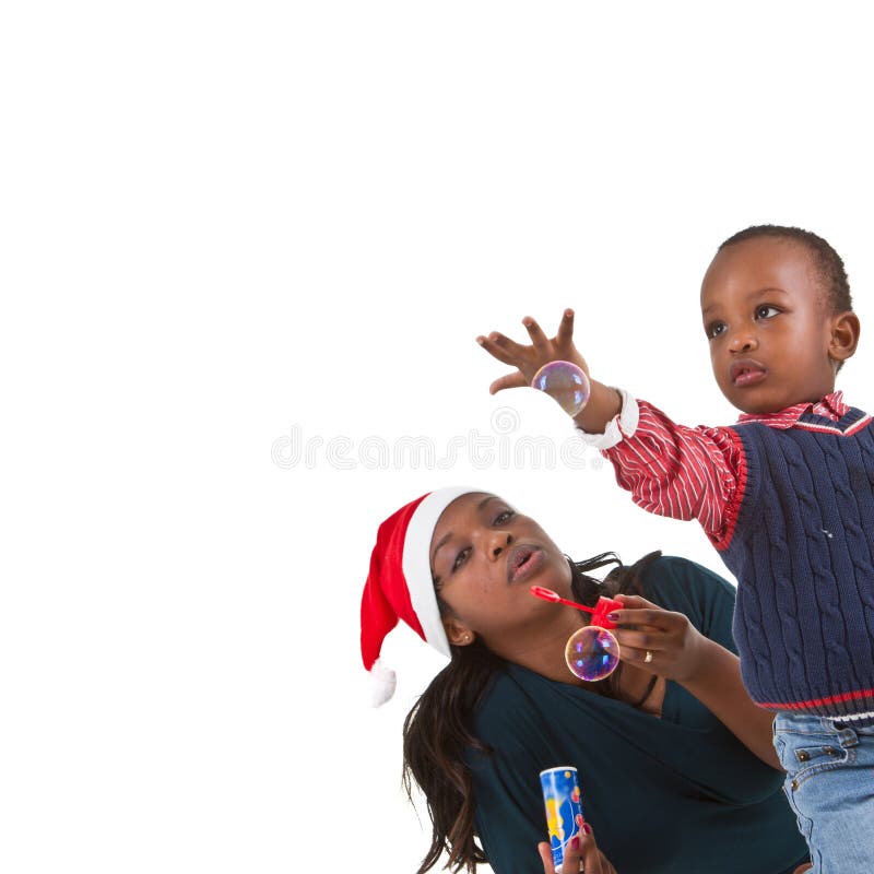 Happy black baby boy with mom