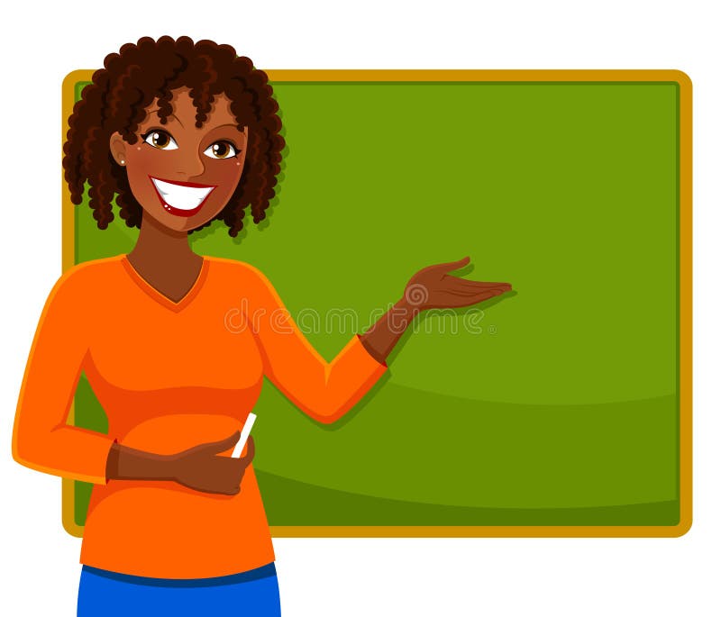 Happy black teacher stock vector. Illustration of girl - 67586042