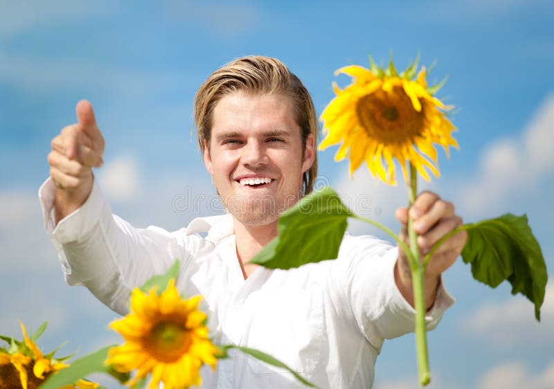 Happy blond man