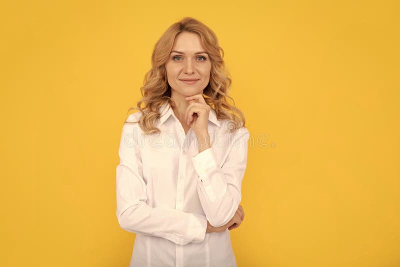 Happy Blonde Businesswoman Woman In White Shirt Confidence Stock Image Image Of Casual