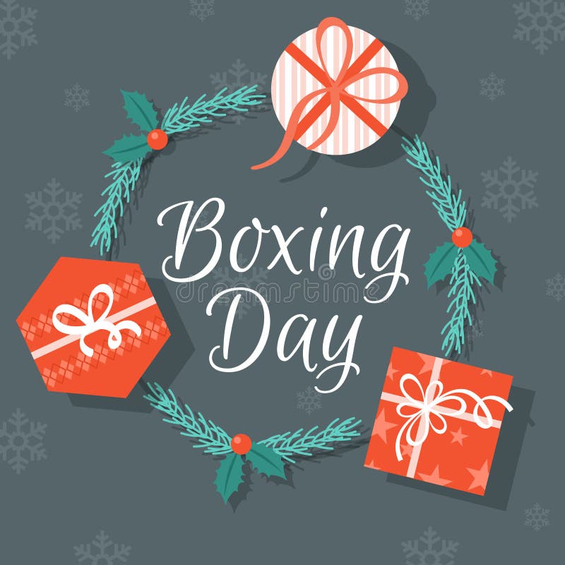 Happy Boxing day sale design with gift boxes, shopping holiday big savings. Promotion, discount.