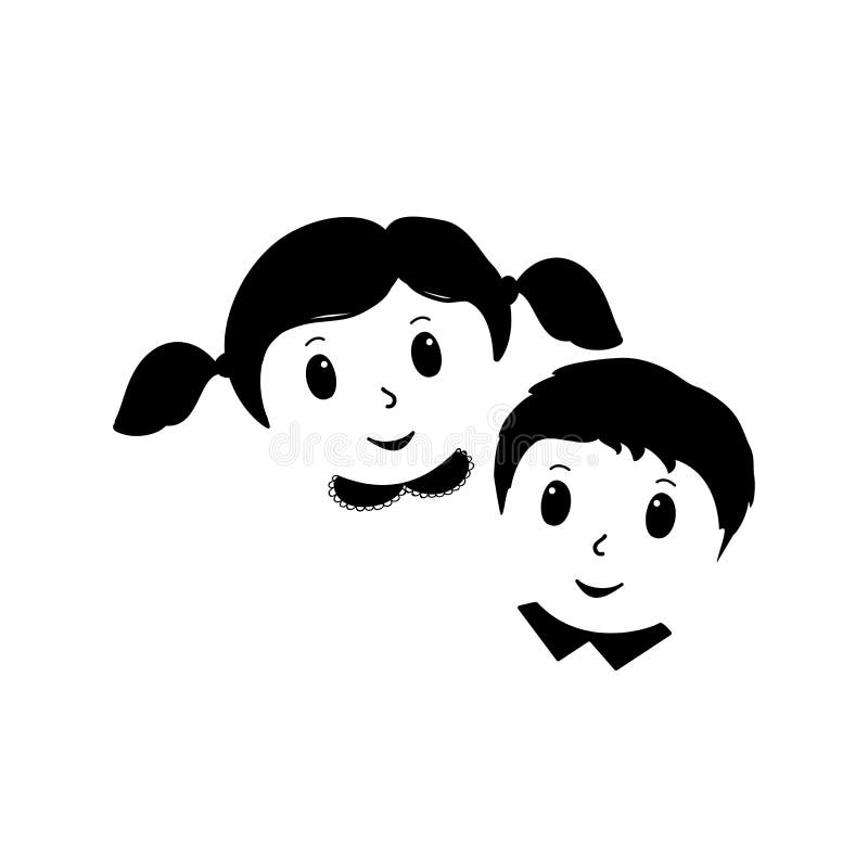 Happy Boy And Girl Black Silhouette Isolated On White Background Vector Illustration Stock Illustration Illustration Of Cheerful Little
