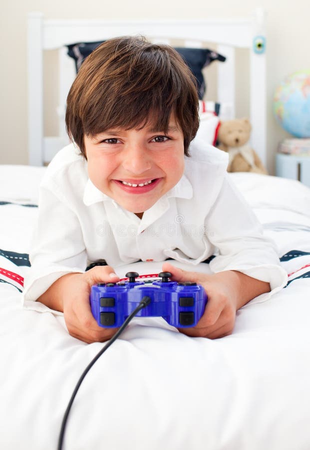 Happy Boy Playing Video Games Stock Photos Image 12642103