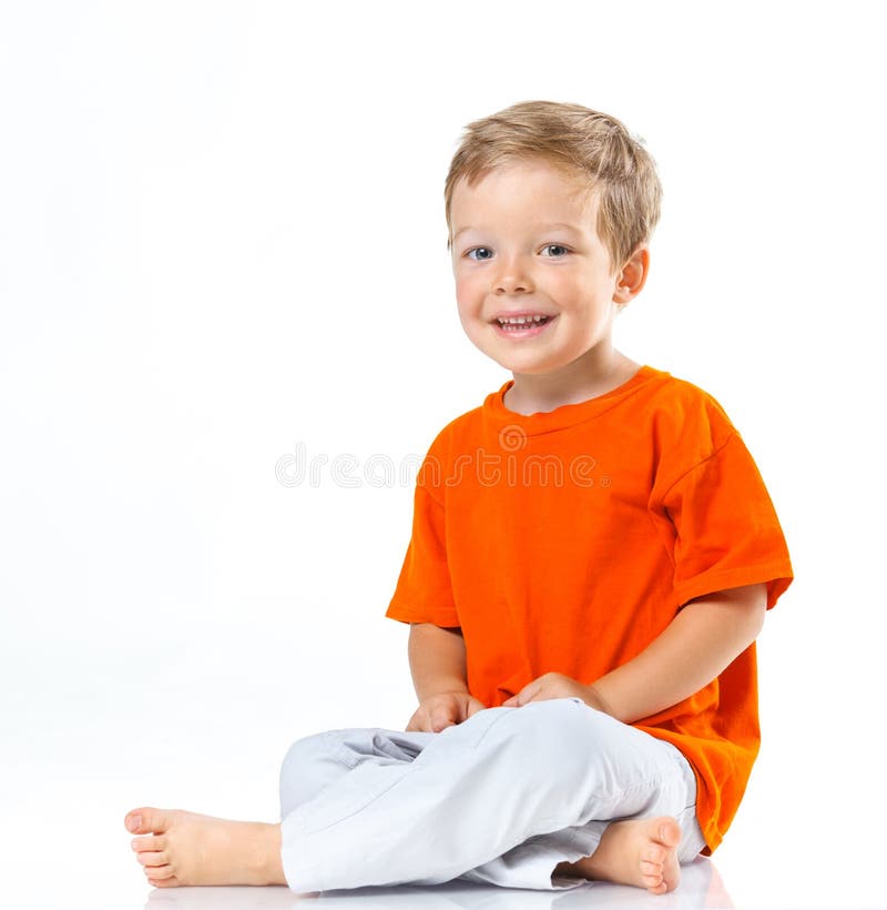 Little Boy Barefoot, Isolated on Stock Image - Image of smile, cheerful:  12463419