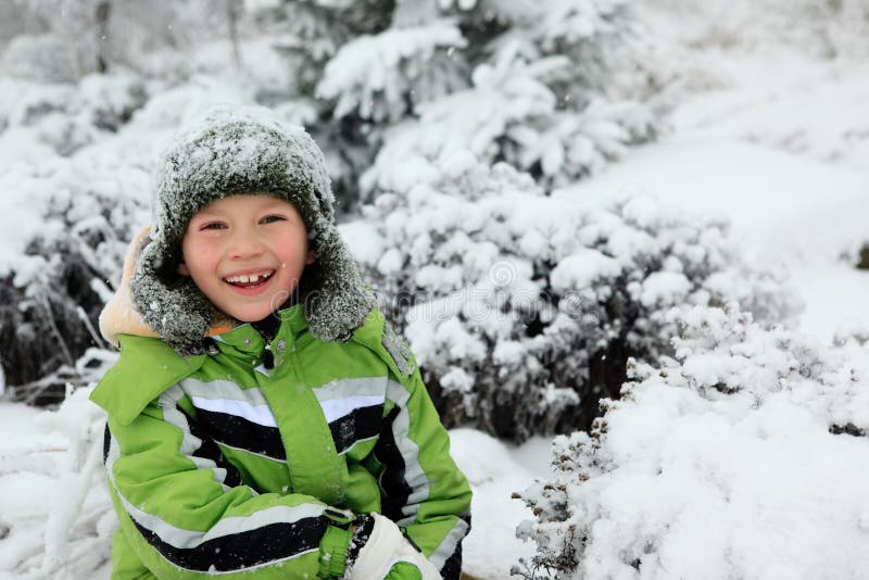 Happy boy in winter