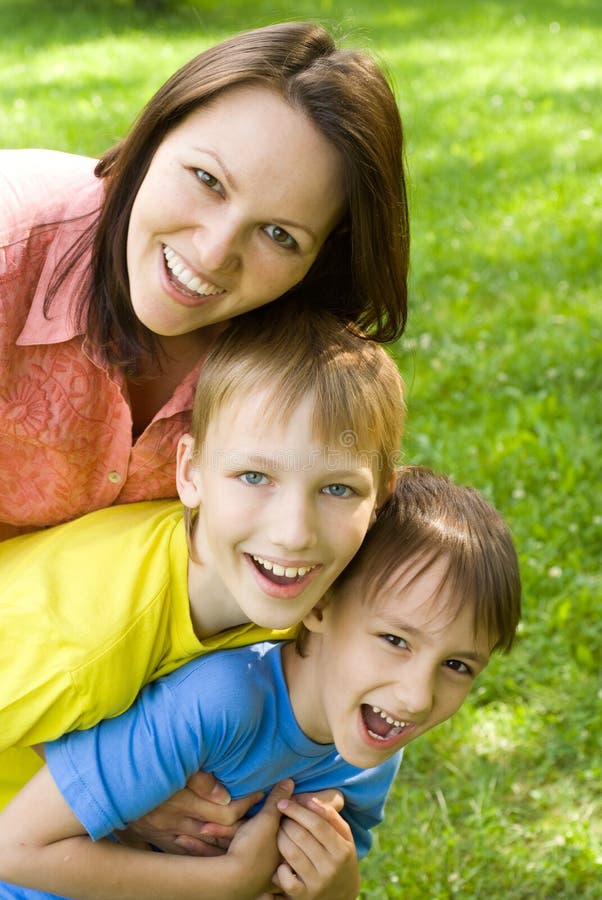 Happy boys with mom