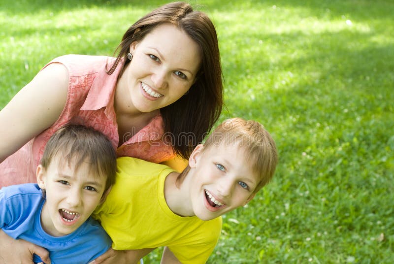 Happy boys with mom