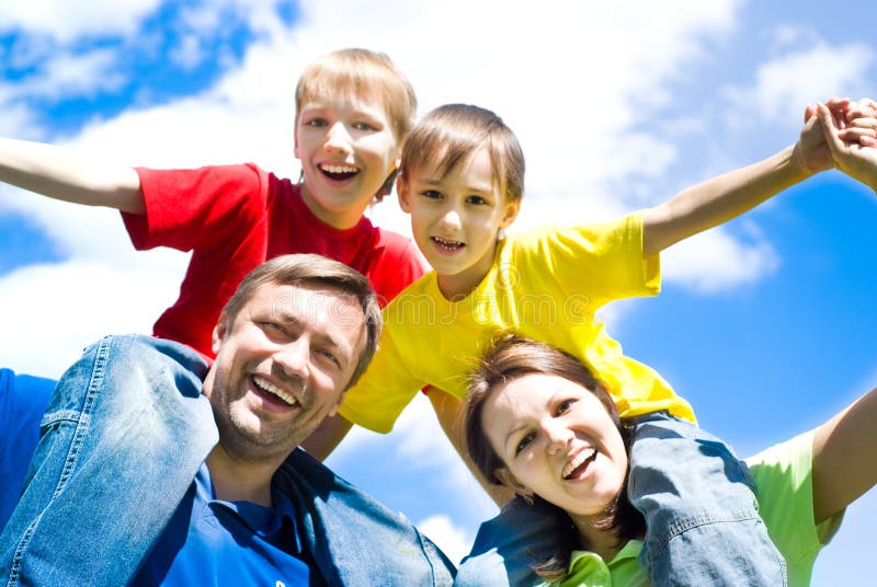 Happy boys with parents