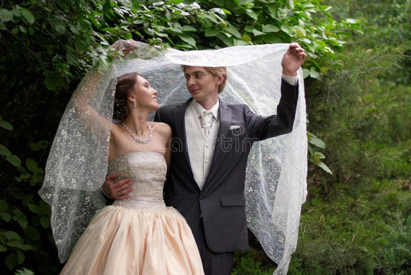 Happy bride and groom