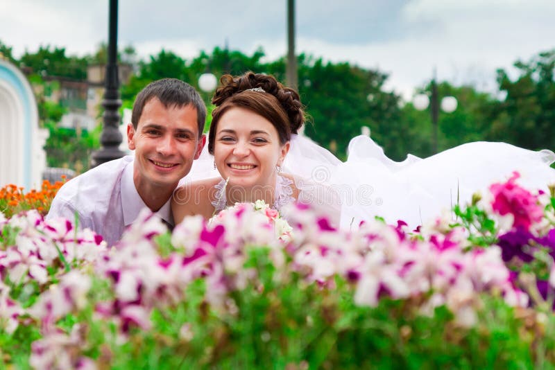 Happy bride and groom