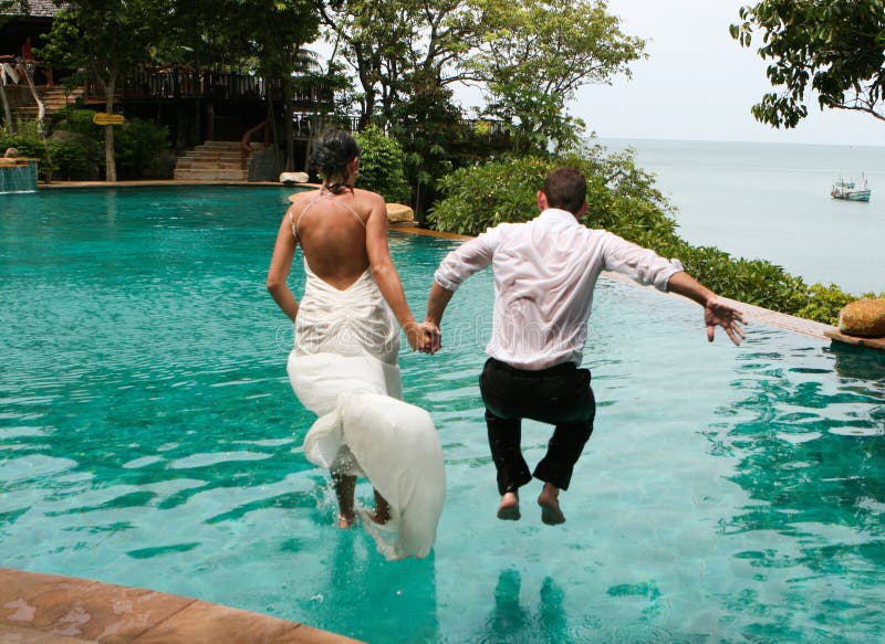 Happy bride and groom