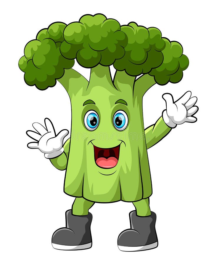 Happy Broccoli Vegetable Cartoon Food Cute Flat Style Icon Stock Vector