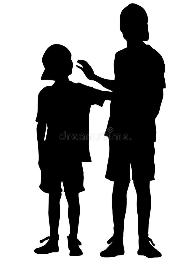 Two Brothers Silhouettes Concept Vector Illustration Stock Illustration ...