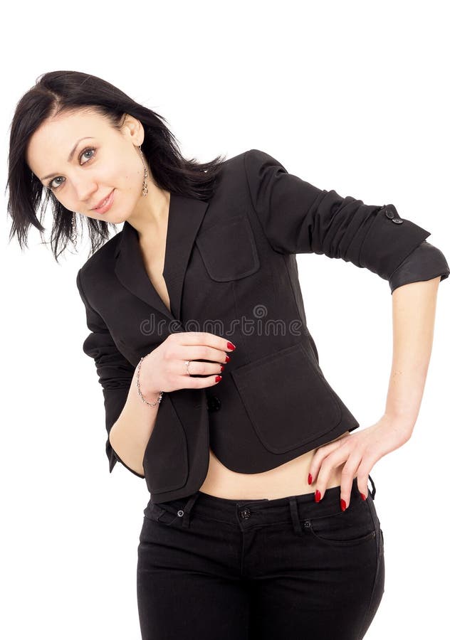 Business Woman in a Black Suit Stock Photo - Image of beauty, isolated ...