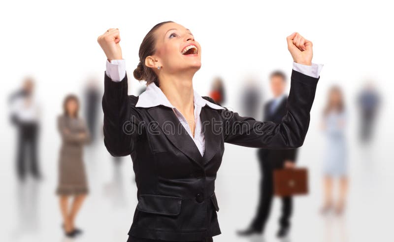 Happy business woman on an isolated stock photos