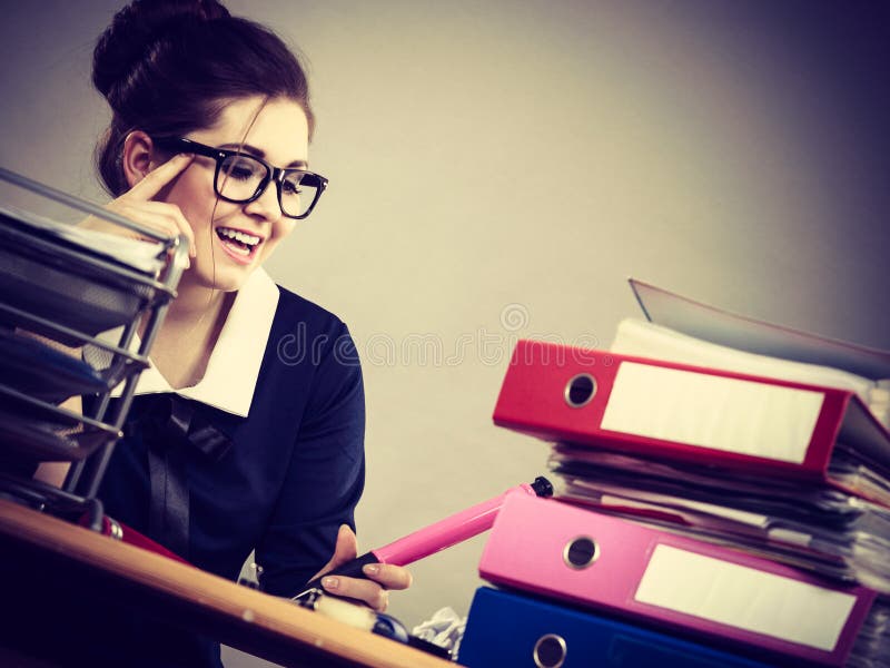 Happy business woman in office royalty free stock photo Happy business woman in office royalty free stock photo