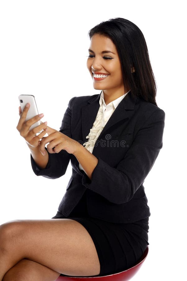 Happy business woman with a smartphone