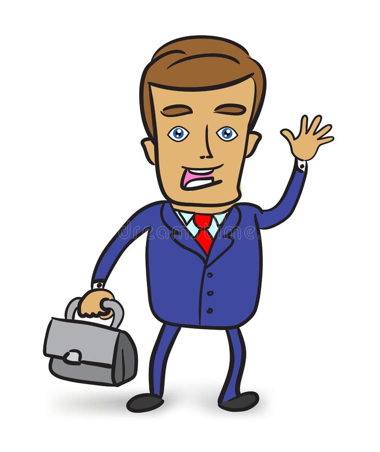 Happy businessman with briefcase stock illustration