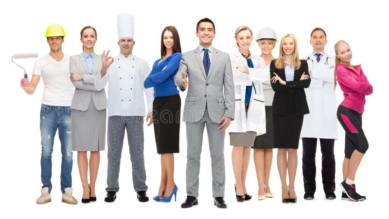 Happy businessman over professional workers royalty free stock photos Happy businessman over professional workers royalty free stock photos