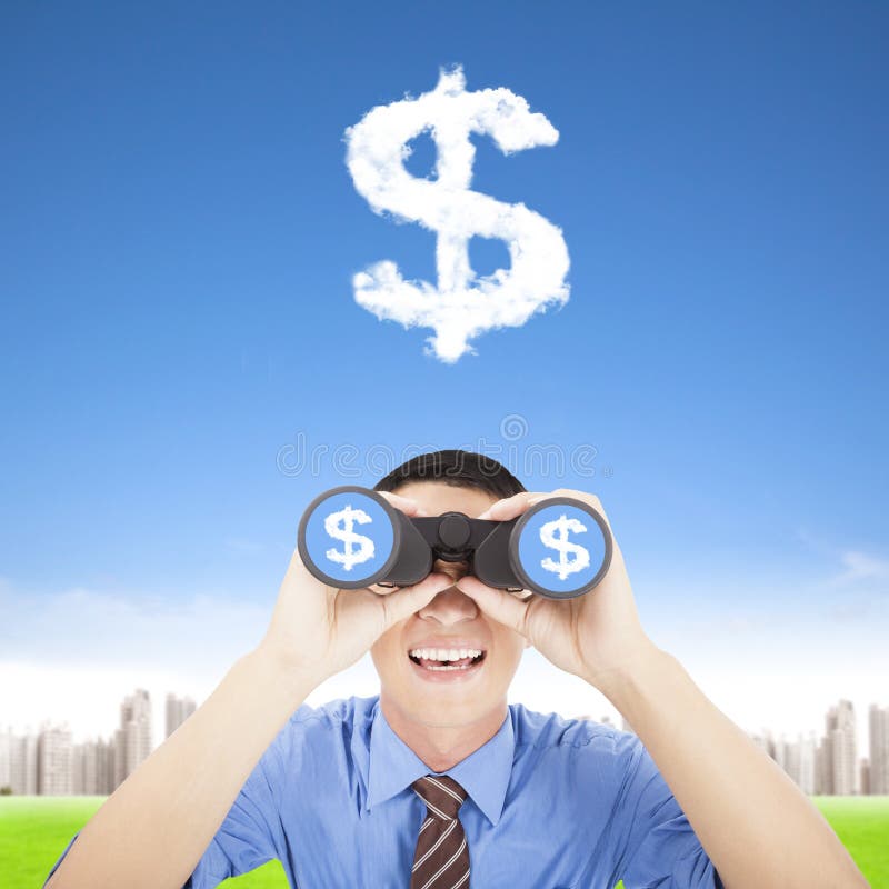 Happy businessman watching the money stock photography Happy businessman watching the money stock photography