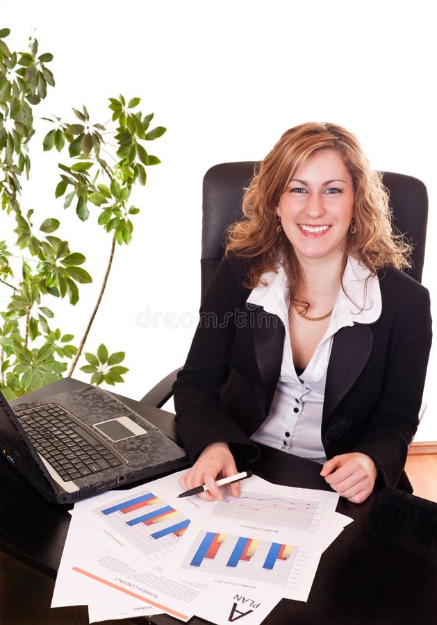 Happy businesswoman in office