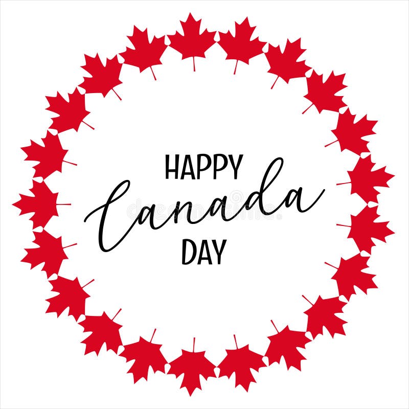 Happy Canada Day Greeting Card with Maple Leaf Icon from National Flag
