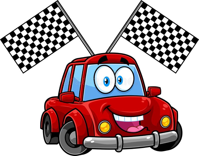 Happy Car Cartoon Character with Race Flags Editorial Stock Image -  Illustration of drawn, engine: 218128874