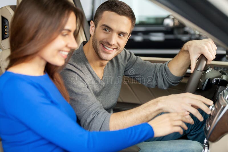Happy car owners. stock image. Image of automobile, horizontal 38445843
