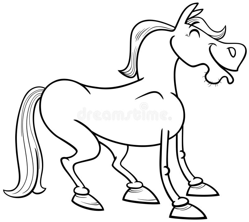 Happy Cartoon Braune Rasse Tier Färbung Seite stock abbildung