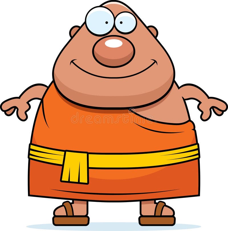 Happy Cartoon Buddhist Monk
