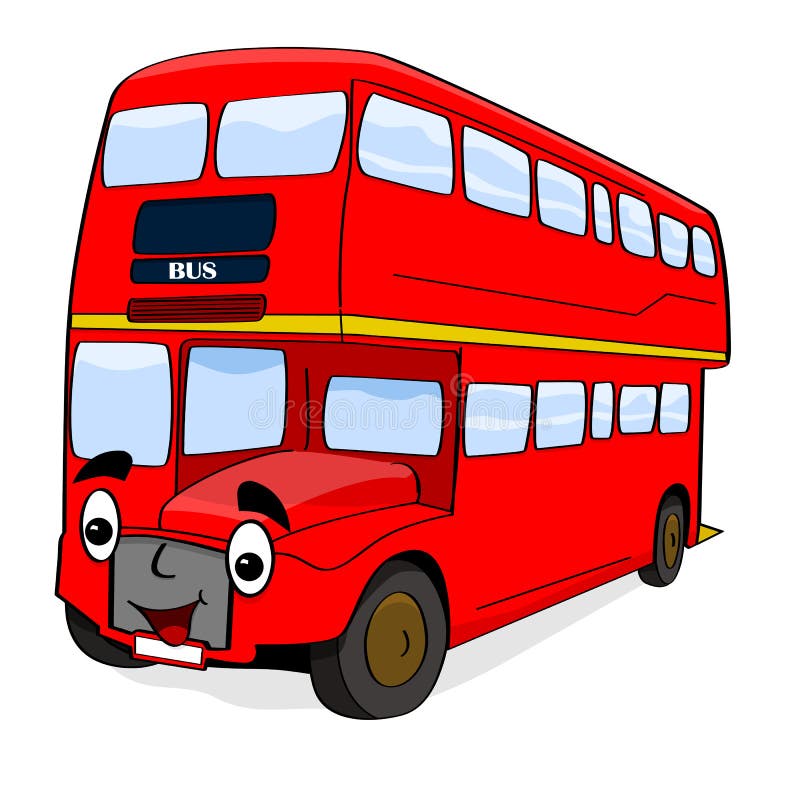 Happy cartoon bus stock vector. Illustration of decker - 29342295