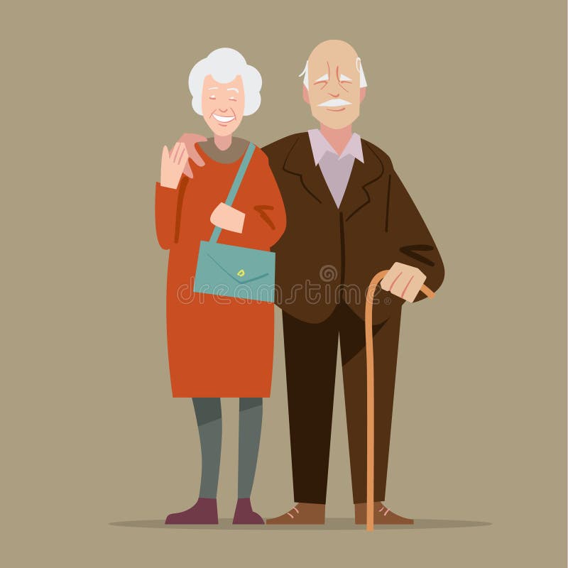 Happy cartoon grandparents stock illustration Happy cartoon grandparents stock illustration
