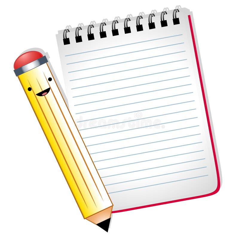 Happy Cartoon Pencil Notepad Stock Illustration - Image: 10795254