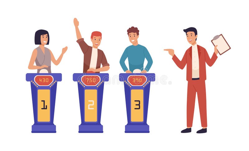 Quiz TV Show Flat Vector Illustration. People Cartoon Characters Playing  Television Game Show, Answering Questions and Stock Vector - Illustration  of competition, people: 166467146