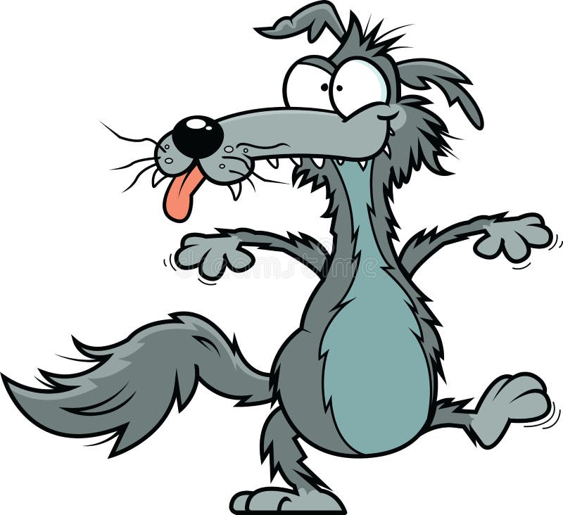 Happy Cartoon Wolf stock vector. Illustration of clipart - 97858469