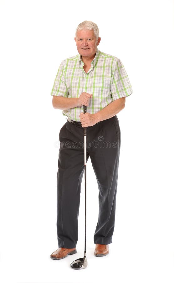 Happy casual mature golfer