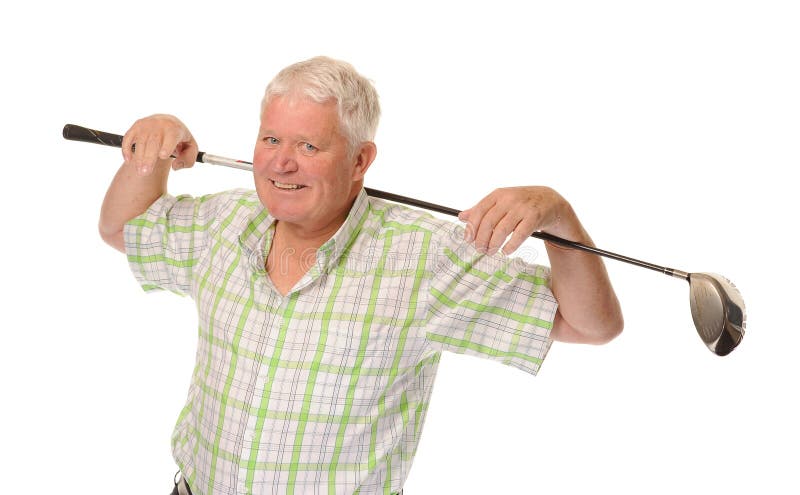 Happy casual mature golfer